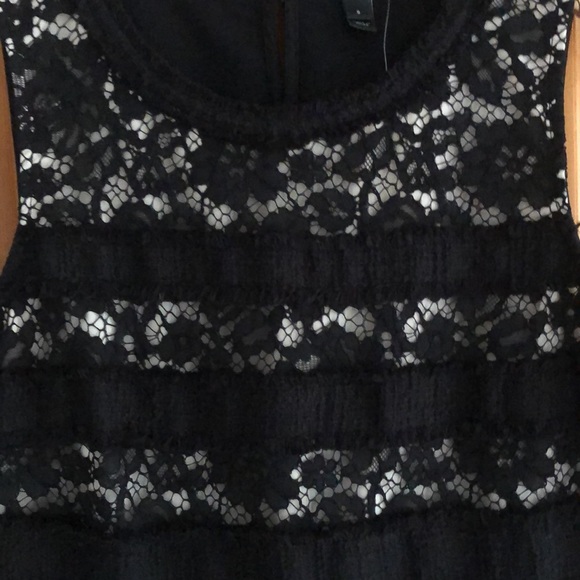 J. Crew NWT lace front tank w/ beige lining. Solid black back w/ keyhole close - Picture 3 of 10